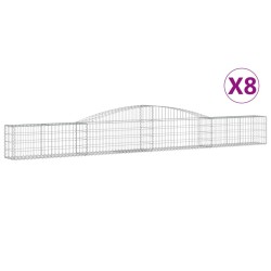 vidaXL Cestas de gaviones 8 uds forma de arco hierro 400x30x40/60 cm