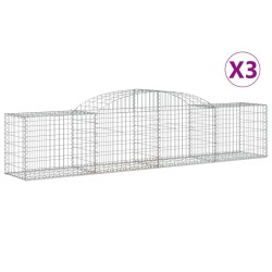 vidaXL Cestas gaviones 3 uds forma de arco hierro 300x50x60/80 cm