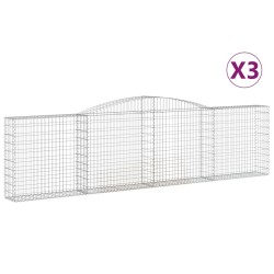vidaXL Cestas de gaviones 3 uds forma de arco hierro 400x30x100/120 cm