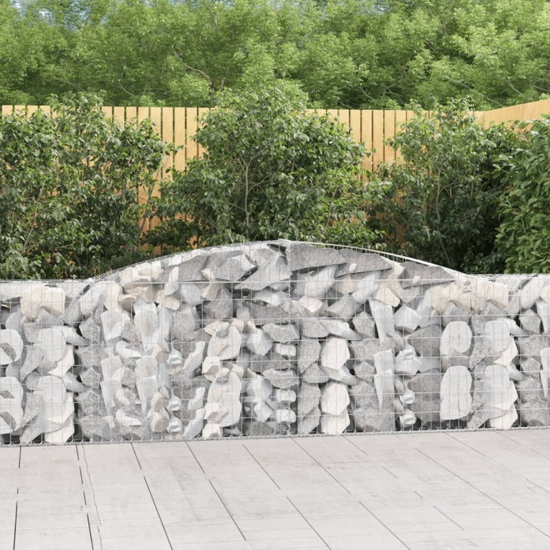 vidaXL Cestas de gaviones 9 uds forma de arco hierro 400x30x100/120 cm vidaXL Cestas de gaviones 9 uds forma de arco hierro 400x30x100/120 cm