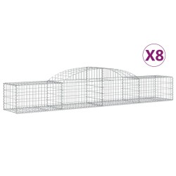 vidaXL Cestas de gaviones 8 uds forma de arco hierro 300x50x40/60 cm