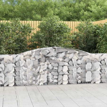 vidaXL Cestas de gaviones 7 uds forma de arco hierro 400x30x100/120 cm
