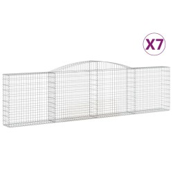vidaXL Cestas de gaviones 7 uds forma de arco hierro 400x30x100/120 cm