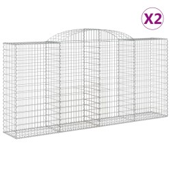 vidaXL Cestas de gaviones 2 uds forma de arco hierro 300x50x140/160 cm