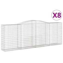 vidaXL Cestas gaviones 8 uds forma de arco hierro 400x50x140/160 cm