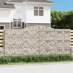 vidaXL Cestas de gaviones 3 uds forma de arco hierro 400x50x180/200 cm