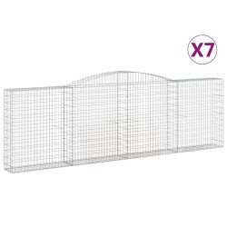vidaXL Cestas de gaviones 7 uds forma de arco hierro 400x30x120/140 cm