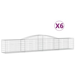 vidaXL Cestas de gaviones 6 uds forma de arco hierro 400x50x60/80 cm