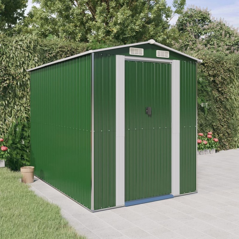 vidaXL Cobertizo de jardín acero galvanizado verde 192x274x223 cm vidaXL Cobertizo de jardín acero galvanizado verde 192x274x223 cm