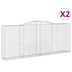 vidaXL Cestas de gaviones 2 uds forma de arco hierro 400x50x160/180 cm