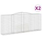 vidaXL Cestas de gaviones 2 uds forma de arco hierro 400x50x160/180 cm