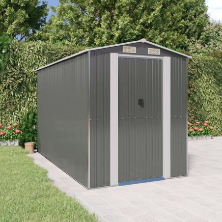 vidaXL Cobertizo de jardín acero galvanizado gris claro 192x357x223 cm	