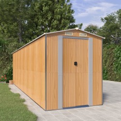 vidaXL Cobertizo jardín acero galvanizado marrón claro 192x689x223 cm