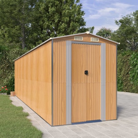 vidaXL Cobertizo jardín acero galvanizado marrón claro 192x689x223 cm
