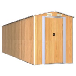 vidaXL Cobertizo jardín acero galvanizado marrón claro 192x689x223 cm