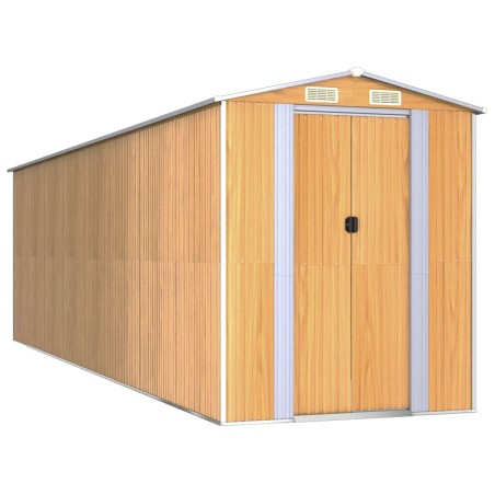 vidaXL Cobertizo jardín acero galvanizado marrón claro 192x689x223 cm