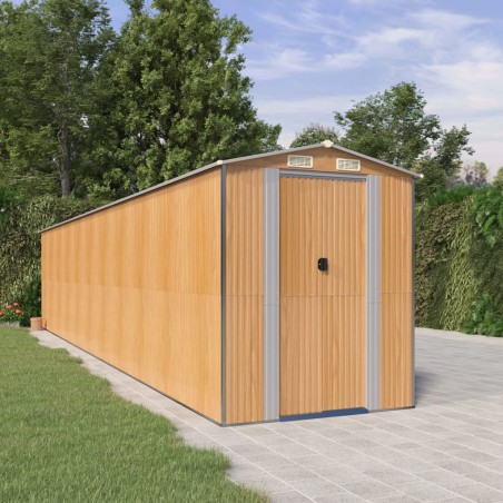 vidaXL Cobertizo jardín acero galvanizado marrón claro 192x938x223 cm
