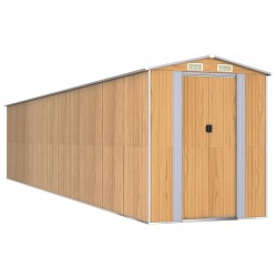 vidaXL Cobertizo jardín acero galvanizado marrón claro 192x938x223 cm