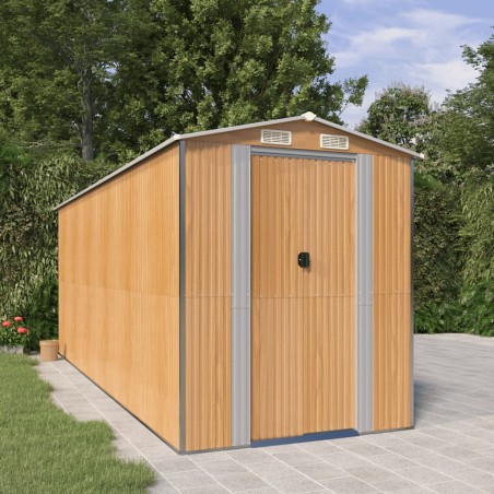 vidaXL Cobertizo jardín acero galvanizado marrón claro 192x523x223 cm