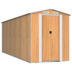 vidaXL Cobertizo jardín acero galvanizado marrón claro 192x523x223 cm