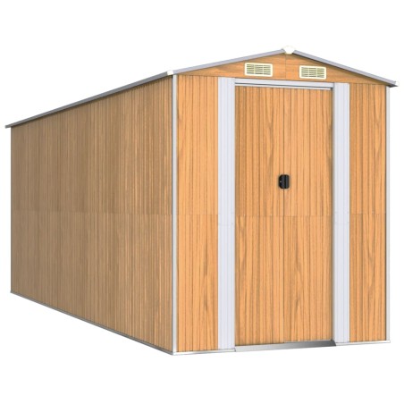 vidaXL Cobertizo jardín acero galvanizado marrón claro 192x523x223 cm