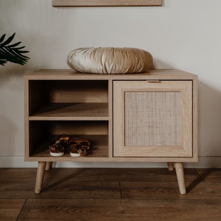 Finori Mueble zapatero Bali 73A roble Sonoma y patrón de caña natural