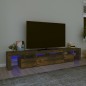 vidaXL Mueble de TV con luces LED color roble ahumado 230x36,5x40 cm vidaXL Mueble de TV con luces LED color roble ahumado 230x36,5x40 cm