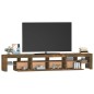 vidaXL Mueble de TV con luces LED color roble ahumado 230x36,5x40 cm vidaXL Mueble de TV con luces LED color roble ahumado 230x36,5x40 cm