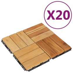 vidaXL Baldosas de terraza 20 uds madera maciza teca 30x30 cm