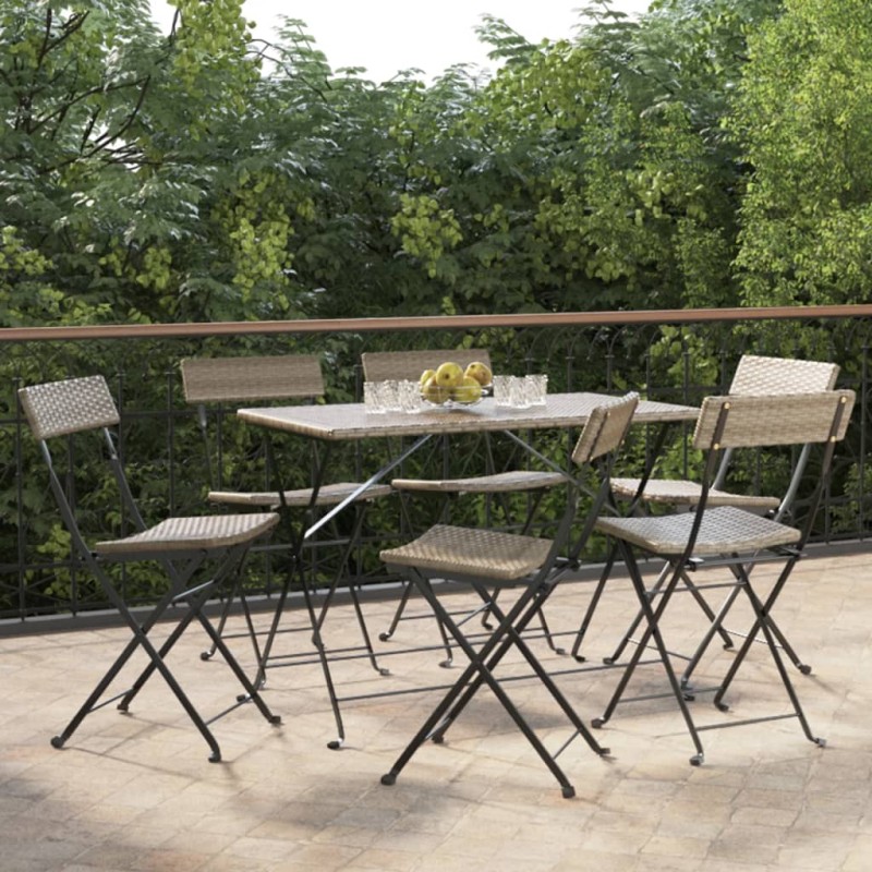 vidaXL Sillas cafetería plegables 6 uds acero y ratán sintético gris vidaXL Sillas cafetería plegables 6 uds acero y ratán sintético gris