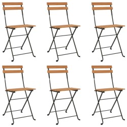 vidaXL Sillas cafetería plegables 6 uds acero y madera maciza de teca