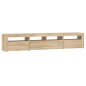 vidaXL Mueble de TV con luces LED roble Sonoma 210x35x40 cm
