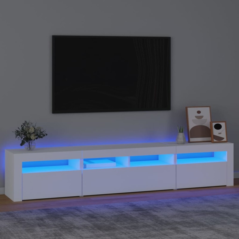 vidaXL Mueble de TV con luces LED blanco 210x35x40 cm