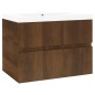 vidaXL Mueble de baño con lavabo madera contrachapada marrón roble vidaXL Mueble de baño con lavabo madera contrachapada marrón roble