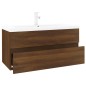 vidaXL Mueble de baño con lavabo madera contrachapada marrón roble vidaXL Mueble de baño con lavabo madera contrachapada marrón roble