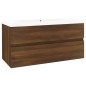 vidaXL Mueble de baño con lavabo madera contrachapada marrón roble vidaXL Mueble de baño con lavabo madera contrachapada marrón roble