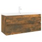 vidaXL Mueble de baño con lavabo madera contrachapada roble ahumado vidaXL Mueble de baño con lavabo madera contrachapada roble ahumado