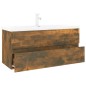 vidaXL Mueble de baño con lavabo madera contrachapada roble ahumado vidaXL Mueble de baño con lavabo madera contrachapada roble ahumado