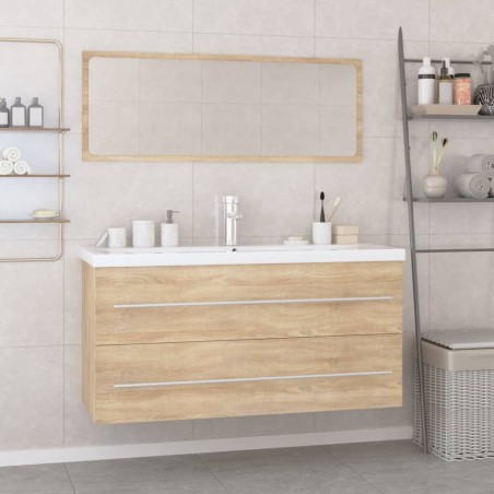 vidaXL Conjunto de muebles de baño contrachapada color roble Sonoma
