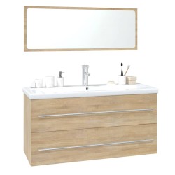 vidaXL Conjunto de muebles de baño contrachapada color roble Sonoma