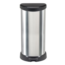 Curver Papelera de pedal Deco con forma D plateado 40 L