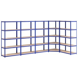 vidaXL Estantería 5 niveles 5 uds acero y madera contrachapada azul