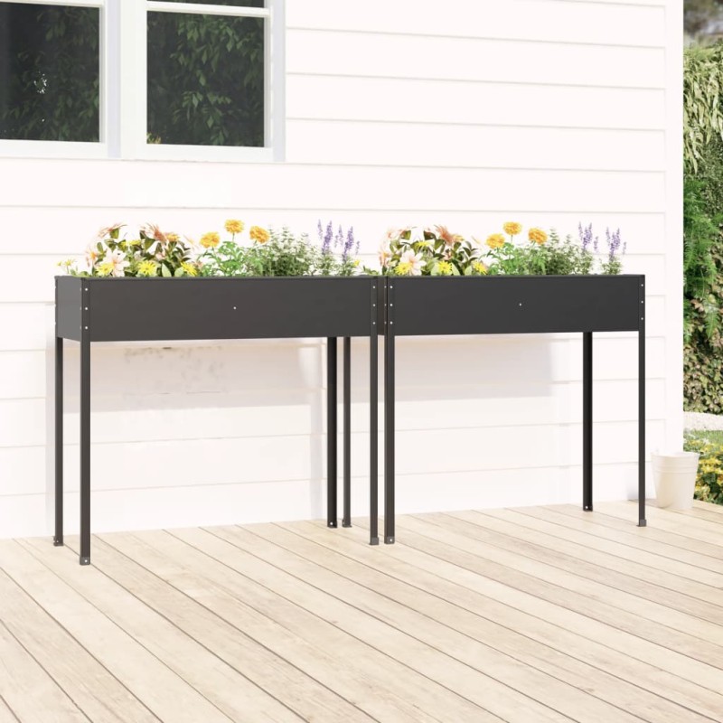 vidaXL Jardineras 2 unidades acero galvanizado gris antracita vidaXL Jardineras 2 unidades acero galvanizado gris antracita