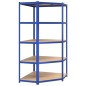 vidaXL Estantería 5 niveles 3 uds acero y madera contrachapada azul vidaXL Estantería 5 niveles 3 uds acero y madera contrachapada azul
