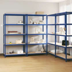 vidaXL Estantería 5 niveles 4 uds acero y madera contrachapada azul