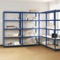 vidaXL Estantería 5 niveles 4 uds acero y madera contrachapada azul