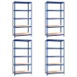 vidaXL Estantería 5 niveles 4 uds acero y madera contrachapada azul