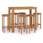 vidaXL Mesa y taburetes altos de jardín 7 pzas madera maciza acacia vidaXL Mesa y taburetes altos de jardín 7 pzas madera maciza acacia