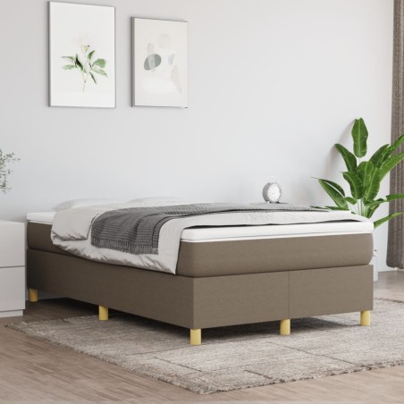 vidaXL Cama box spring con colchón tela gris taupe 120x200 cm