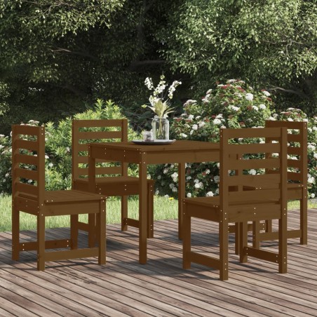 vidaXL Set de comedor de jardín 5 pzas madera maciza pino marrón miel